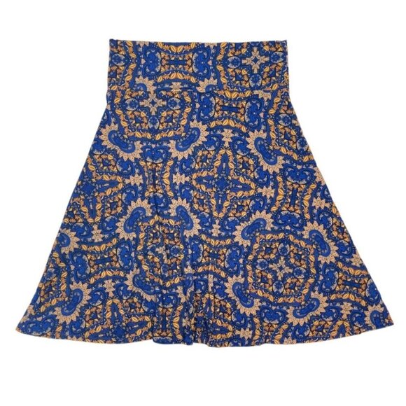 LULAROE Simply Comfortable Pull-on A-Line Skirt Large Bold Blue Pattern Stretch - Picture 3 of 12
